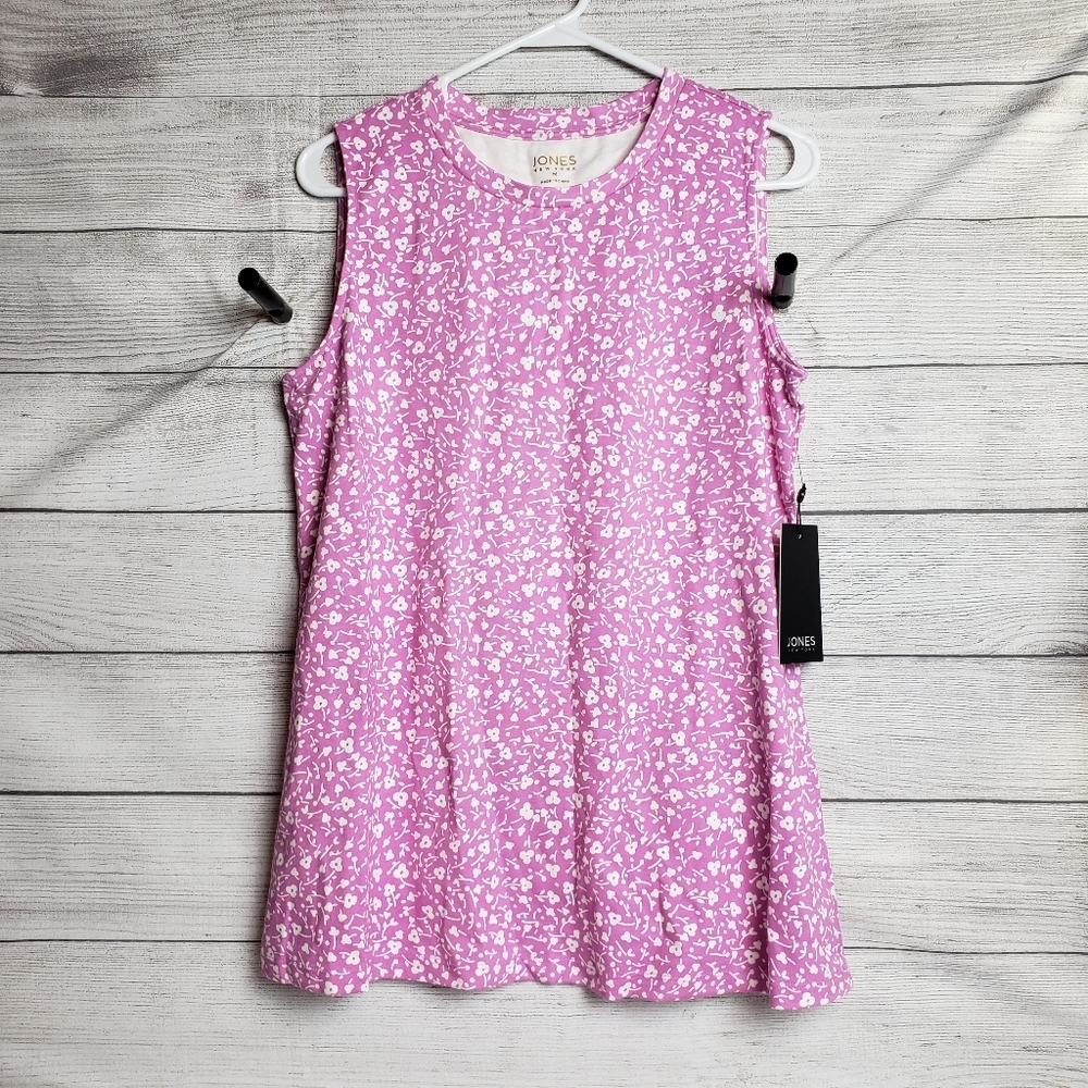 Women's Sz Medium Jones New York Pink‎ Lotus Sleeveless Shirt NWT